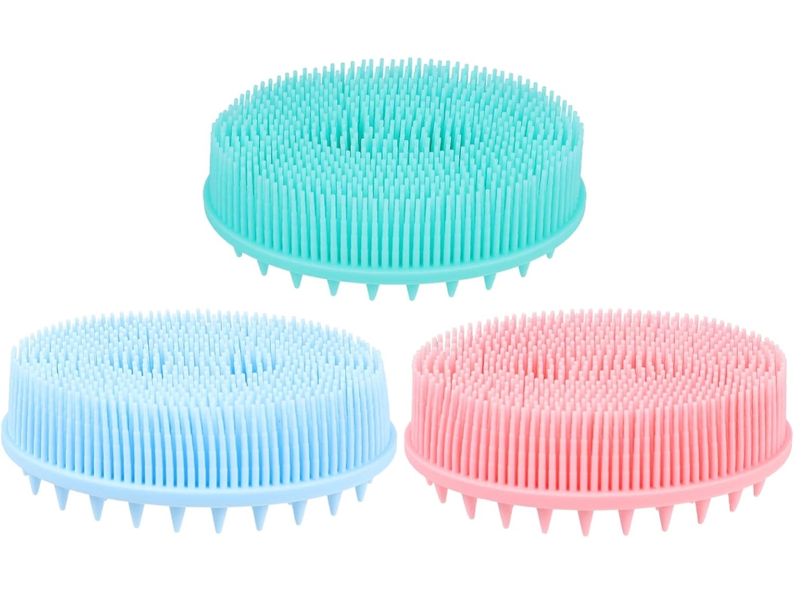Conjunto De 3 Escovas Banho Silicone Lifkome Para Meninos E Meninas, Rosa, Azul E Verde, Escova De Massagem Macia Para