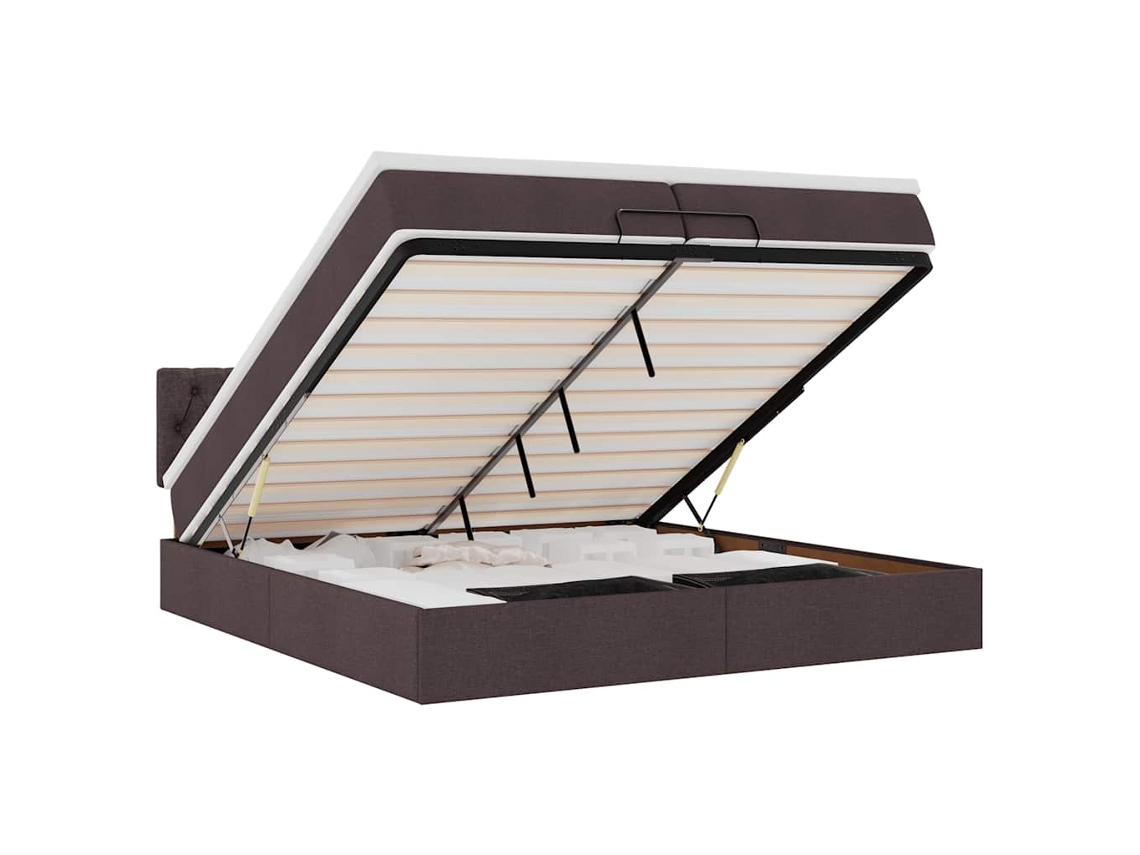 Maison Exclusive - Estrutura De Cama Otomana Com Colchões Tecido Castanho Escuro
