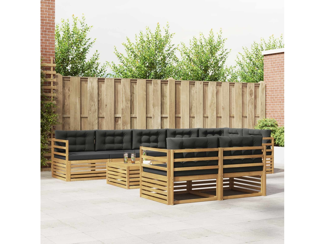 Vidaxl Conjunto De Sofás Para Exterior 9 Unid. Branco E Antracite