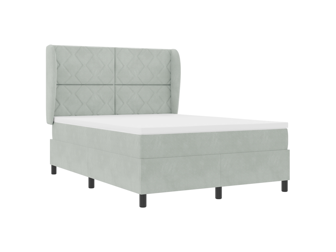 Conjunto 1 Cama Box Vidaxl Cinzento-claro Veludo (200 X 140 Cm)