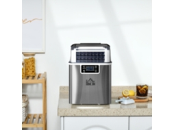 Máquina De Gelo Prata 20kg/dia, 24 Cubos Em 14 A 18 Min, Tamanho Ajustável, Depósito 3,2l Com Autolimpeza E Colher Inclusa
