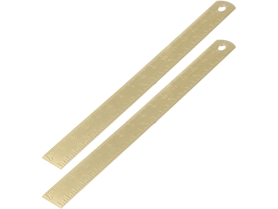 Conjunto de 2 réguas vintage em dourado com sistema métrico e design portátil multifuncional, adequadas para
