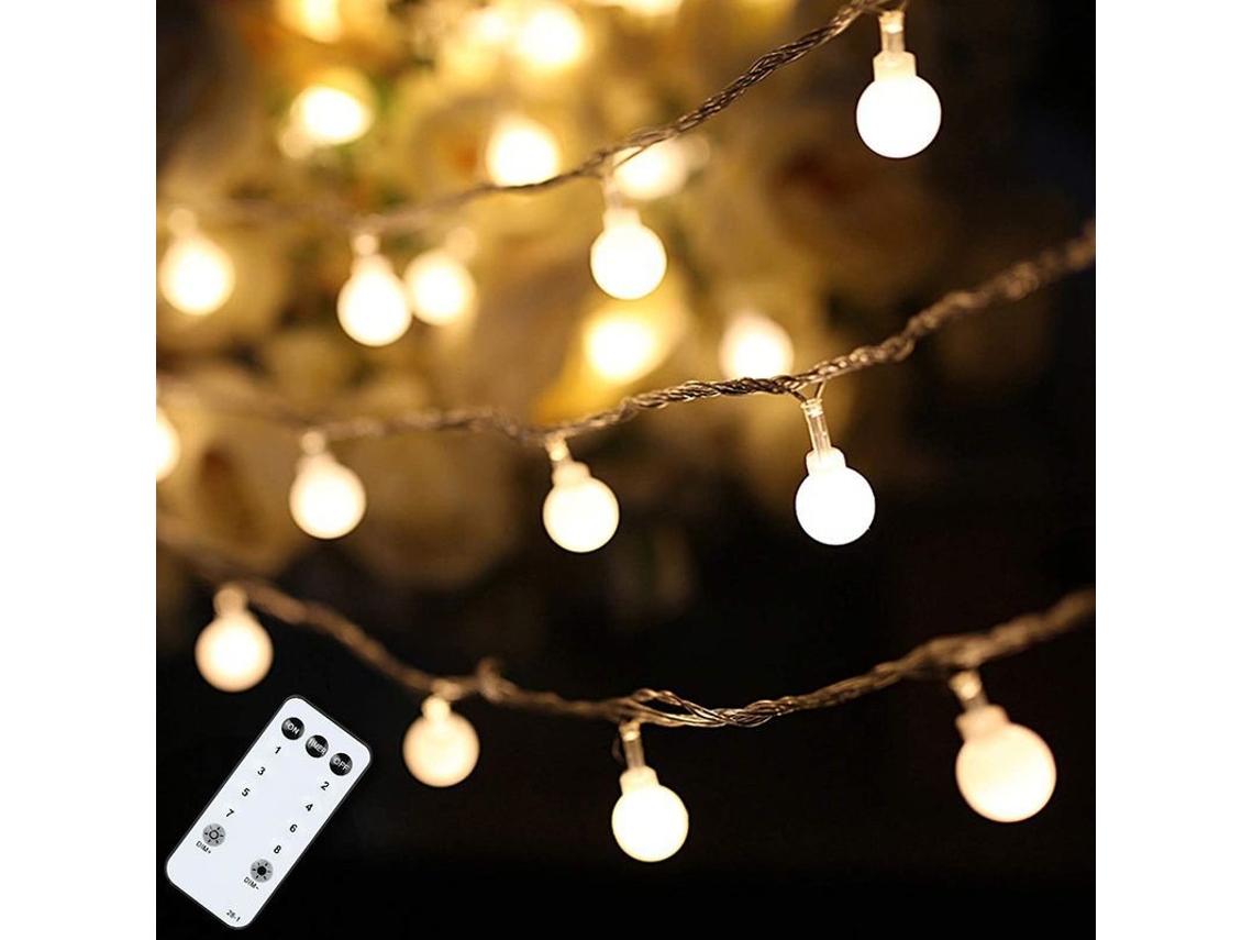 Luzes de Fio LED Nova Line 59' 100 Borbulhos Branco Quente com 8 Modos para Natal e Casamento