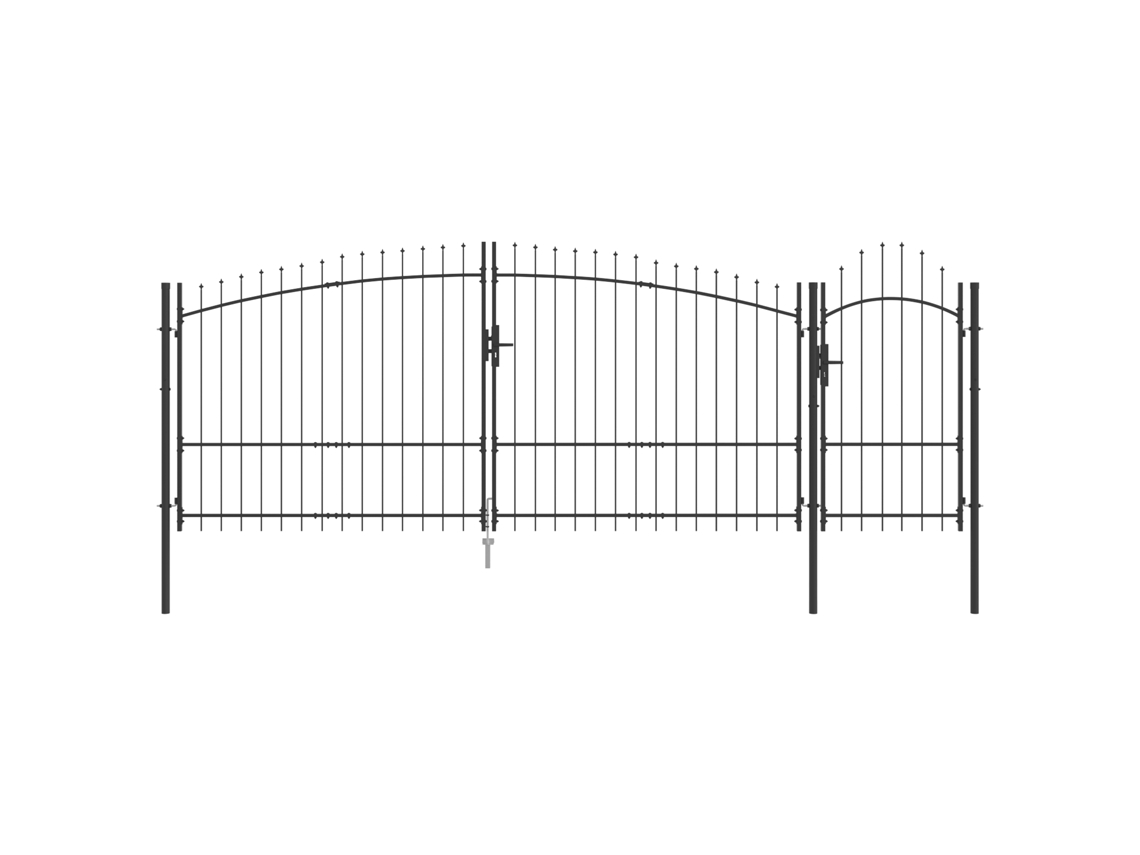 Conjunto 1 Portão De Jardim Vidaxl Cinzento Aço (175 X 500 Cm)