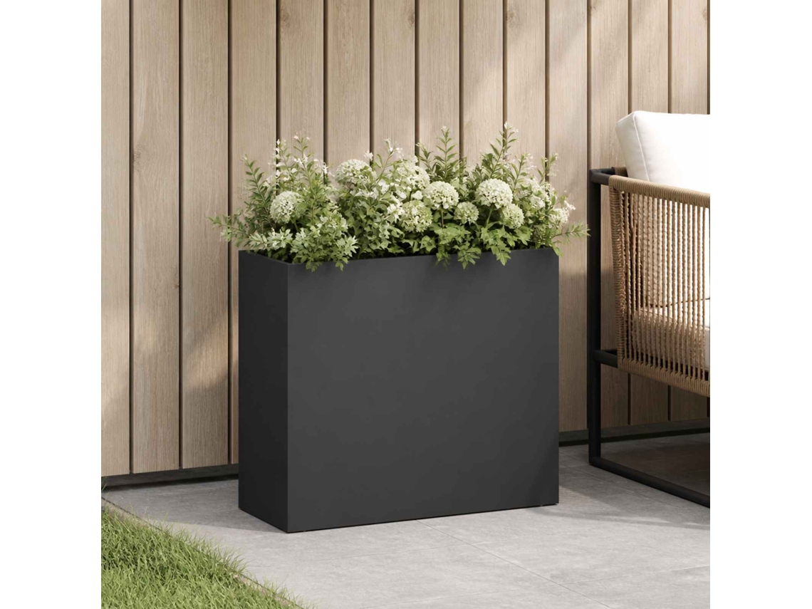 Vidaxl Vaso De Jardim Preto 50 X 20 X 40 Cm Aço Laminado A Frio