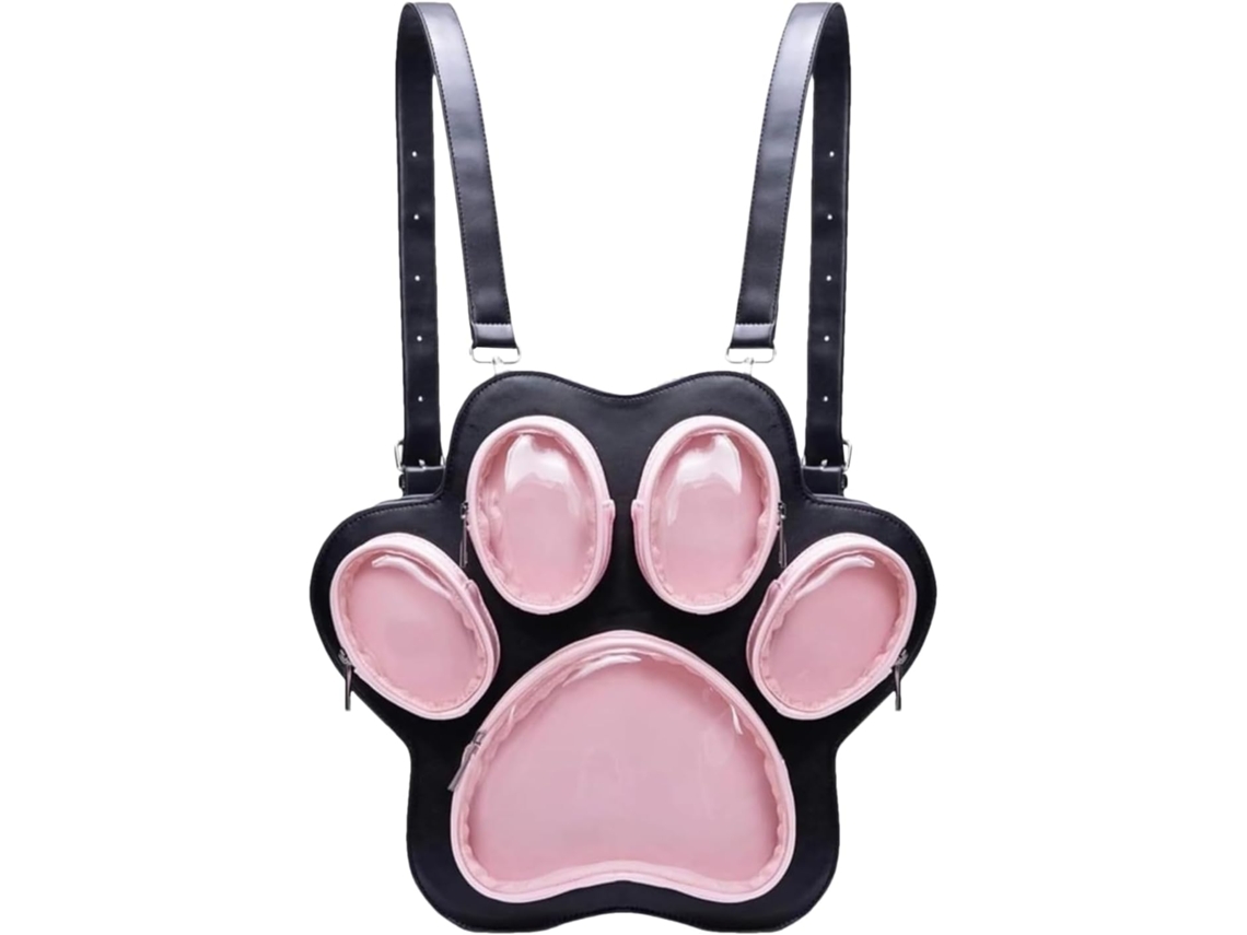 Mochila Fofa Com Estampa De Pata Gato, Ideal Para A Escola, Viagens E Uso Diário. Perfeita Estudant