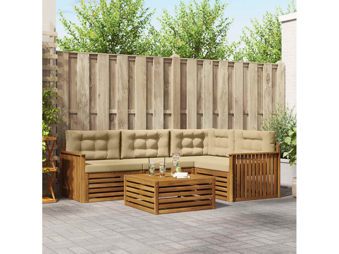 Vidaxl Conjunto De Sofás Para Exterior 5 Unid. Natural E Bege