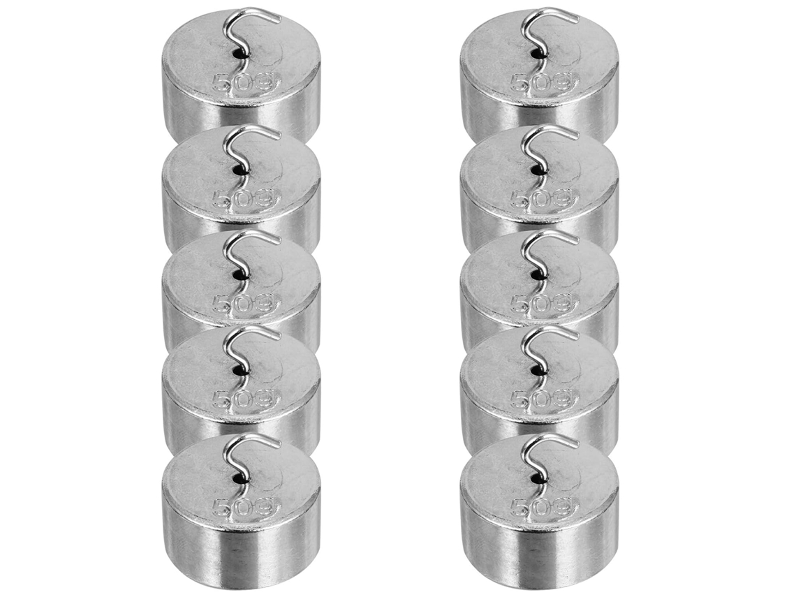 Conjunto de 10 Pesos Metal Prateados para Pendurar, Leves e Portáteis, Experimentos Mecânica Ensino Física. 8,