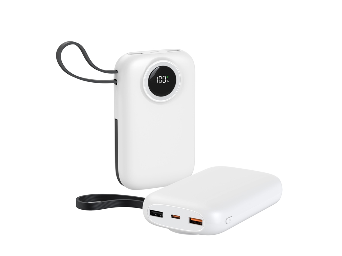 Bateria Externa Inteligente Com Visor Digital, Cabo Type-c Independente E Carregamento Rápido De 22,5 W.