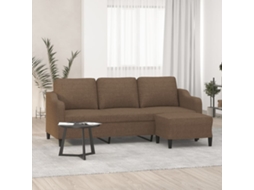 Vidaxl Sofá De 3 Lugares Com Apoio De Pés 180 Cm Tecido Castanho