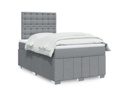 Vidaxl Cama Com Molas/colchão 120x200 Cm Tecido Cinza-claro