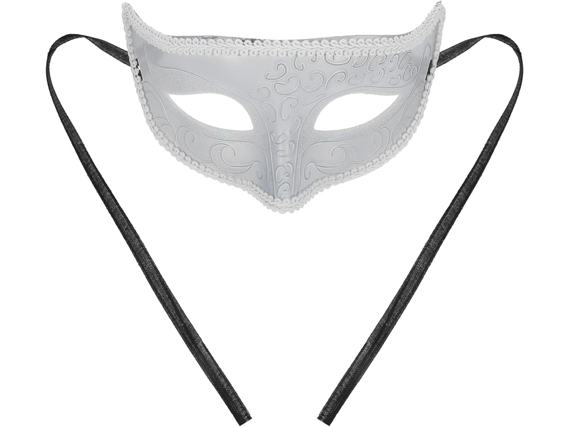 Máscara Decorativa De Renda Branca Para Festa De Máscaras E Baile De Halloween Para Adultos
