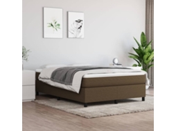 Vidaxl Cama com Molas/colchão 140x190 Cm Tecido Castanho escuro