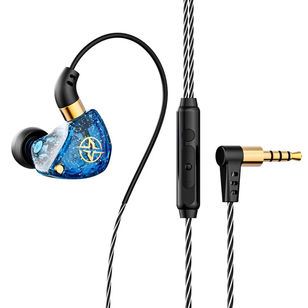 (azul) Fones De Ouvido Com Fio De 3,5 Mm, Em Ângulo Reto, Com Microfone, Design Universal, Graves Potentes, Ideais Para Esportes.