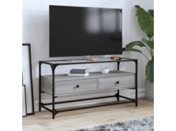 Vidaxl Móvel De Tv C/ Tampo De Vidro Derivados Madeira Cinzento Sonoma