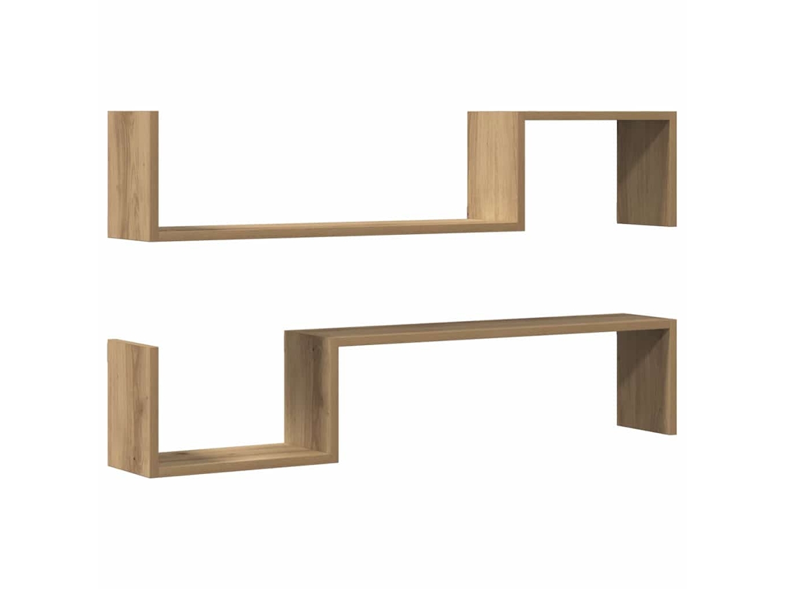Conjunto de Prateleiras Parede 2pcs Derivados Madeira Carvalho Artisiano MAISON EXCLUSIVE (100x18x53 cm)