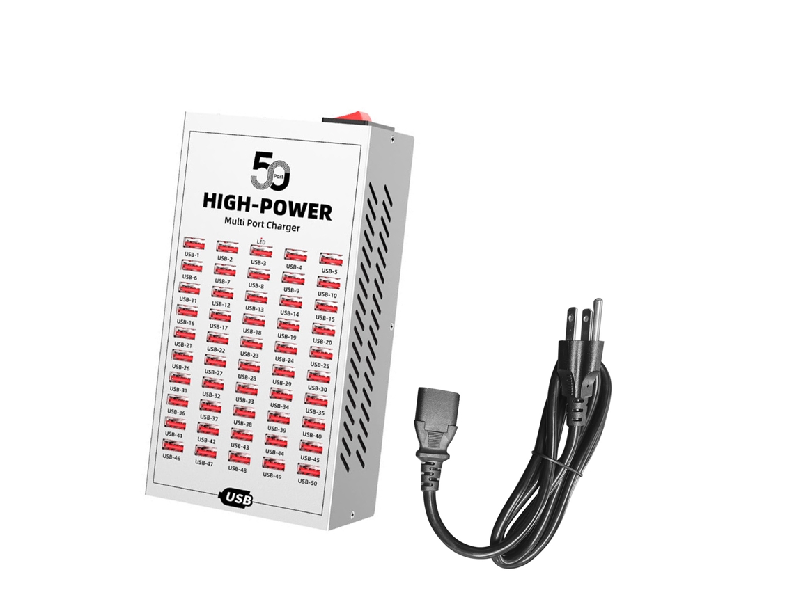 Estação De Carregamento Usb Com 50 Portas Dissipação Rápida De Calor Alta Potência Plugue Eua 110v