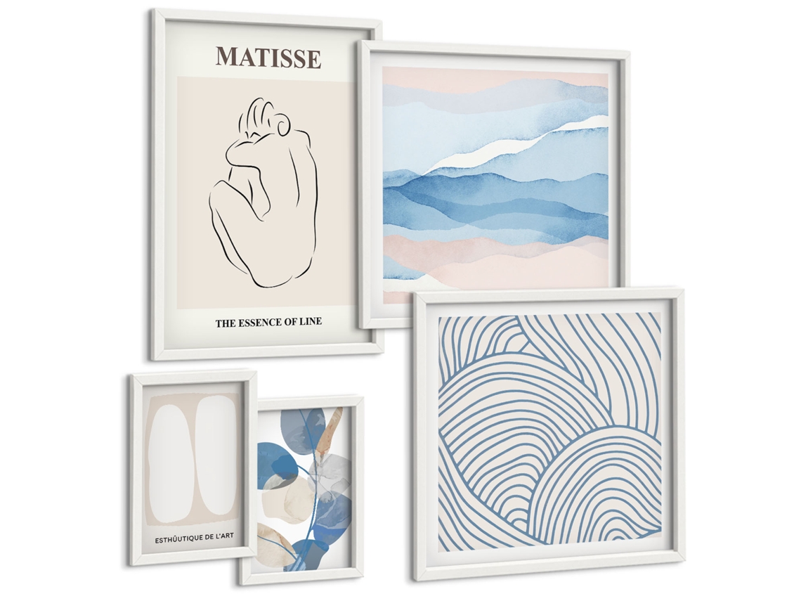 Conjunto De Pinturas Gráficos Estilosos Natureza Abstração Espelharte (5 Peças)