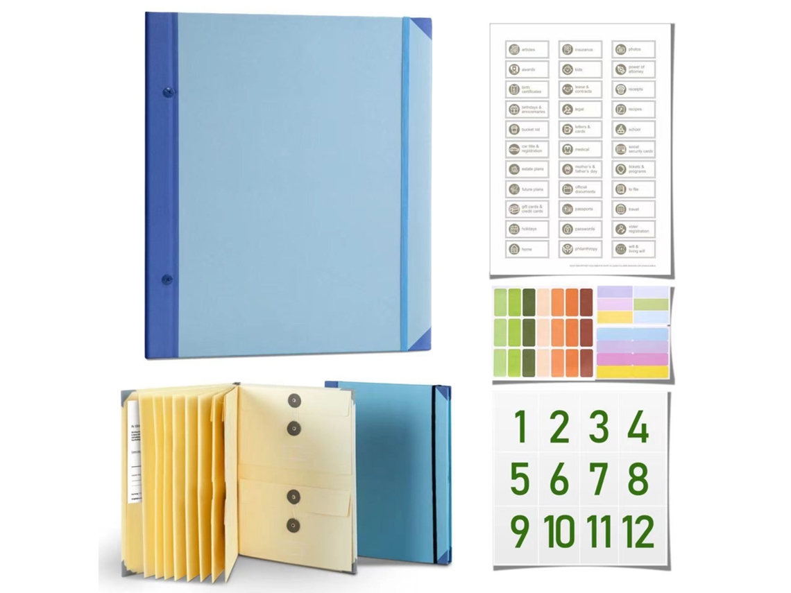 In Case I Go Missing Binder Manila Folder Accordion Organizer Pocket File With Rivet Binding Upgraded, Blue