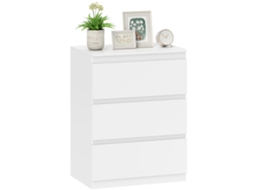 Cómoda Com 3 Gavetas, Para Sala, Quarto, Hall, Aglomerado, Branco