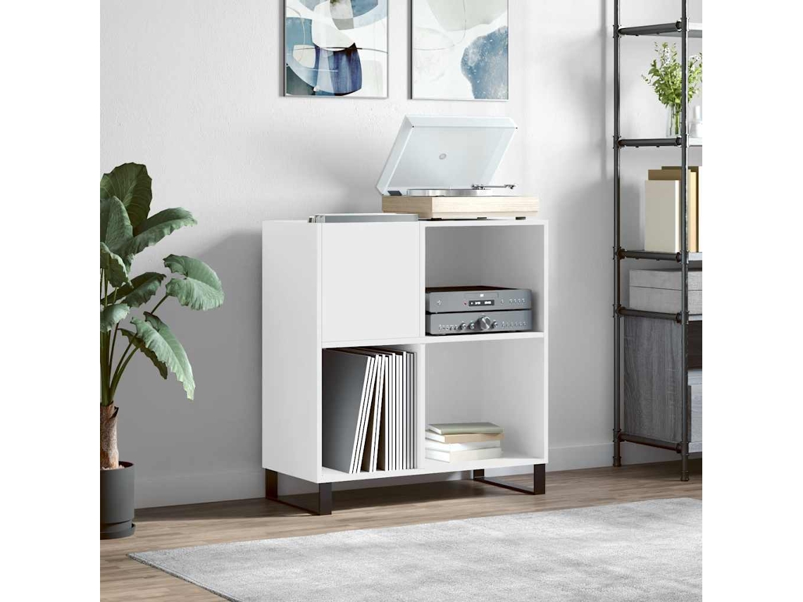 Vidaxl Armário Para Discos 84,5x38x89 Cm Derivados De Madeira Branco