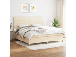 Vidaxl Cama Com Molas/colchão 200x200 Cm Tecido Cor Creme