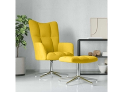Vidaxl Cadeira De Descanso Com Banco Veludo Amarelo Mostarda