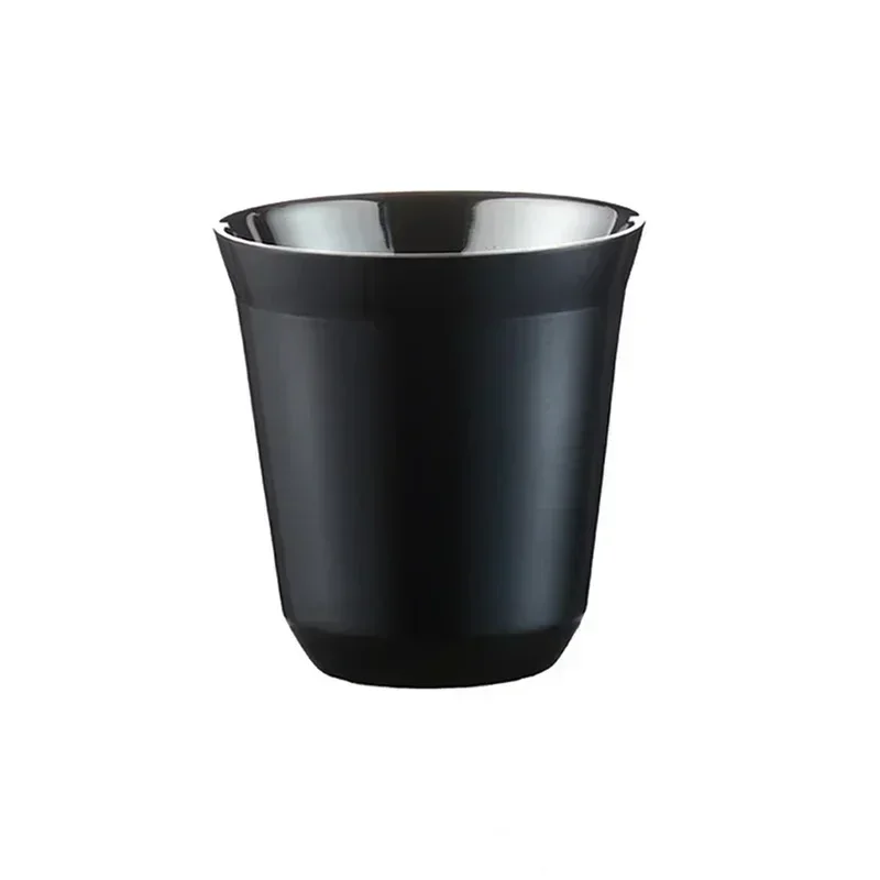 Xícara de Café Expresso para Camping Ao Ar Livre, Feita em Aço Inoxidável 304 Espesso com Parede Dupla e Isolamento Térmico. MDUG (250ml, Preto)