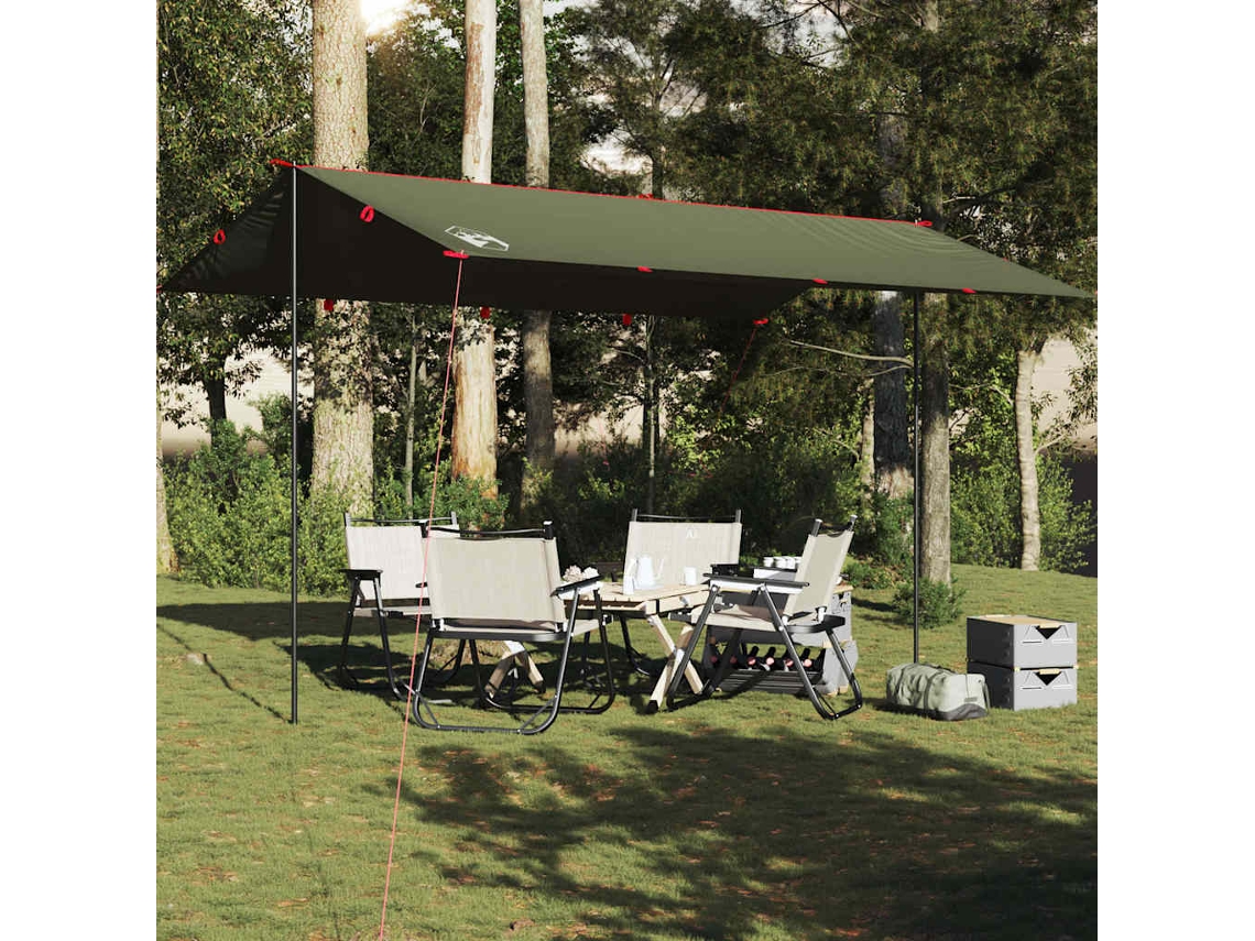 Vidaxl Lona De Campismo 506x306 Cm Impermeável Verde Azeitona