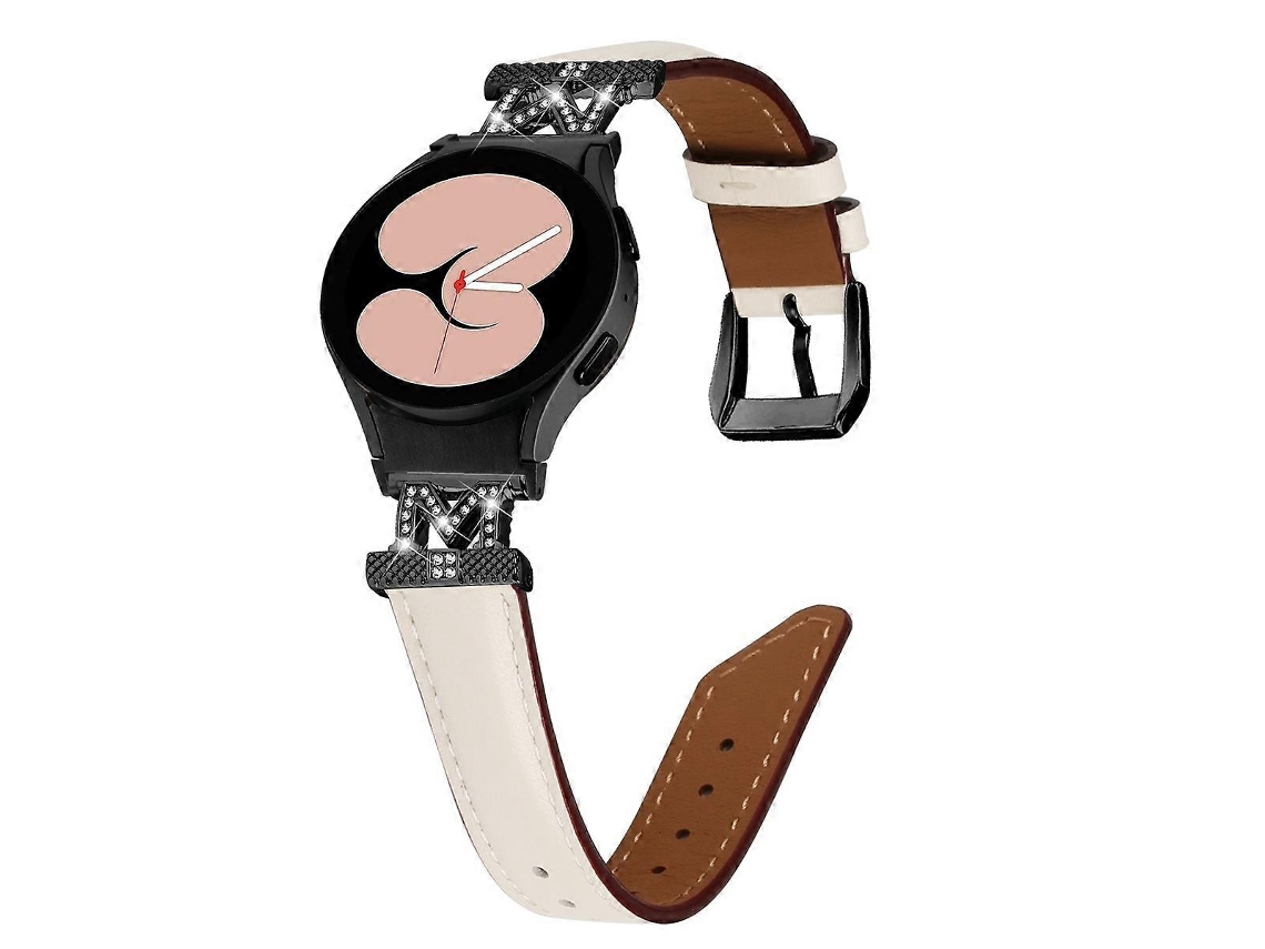 Pulseira De Couro Sarjado Em Formato De D Com A Letra M Para Samsung Galaxy Watch 6/6 Classic