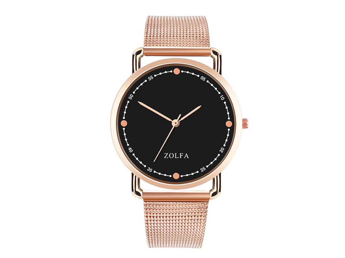 Relógio de Pulso Feminino Quartz de Mostrador Redondo Elegante Casual Ouro Rosa