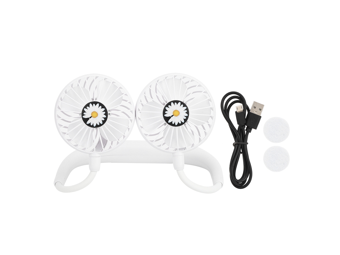 Vendaval de Pescoço Portátil Usb Recarregável 3 Velocidades Branco
