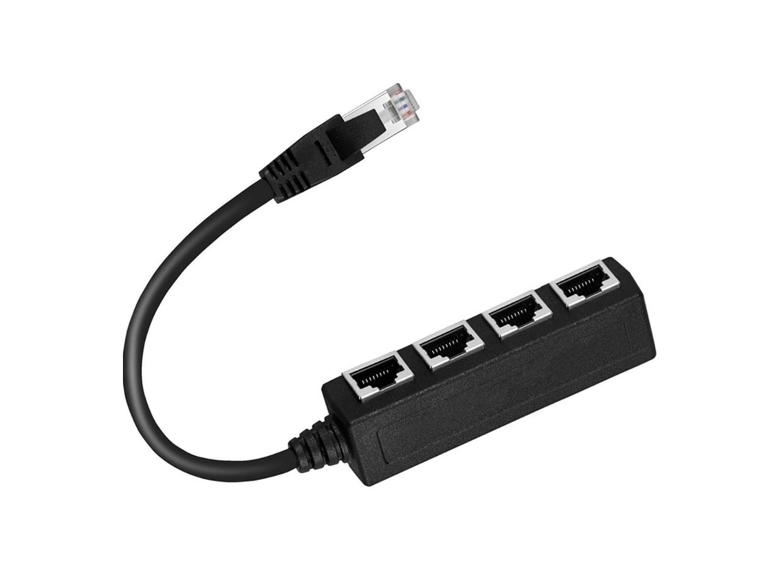 Cabo Adaptador De Rede Com Divisor Ethernet Rj45, 1 Para 4 Conectores