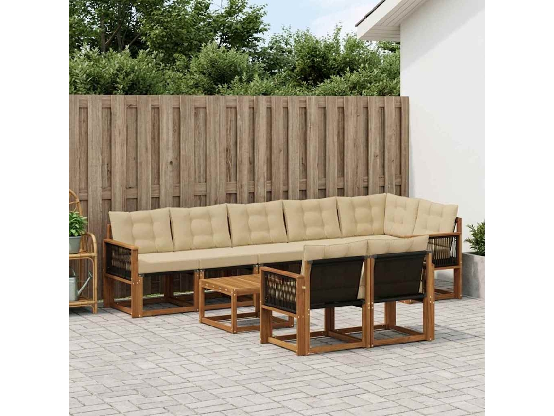 Vidaxl Conjunto De Sofás Para Exterior 9 Pcs Natural E Bege