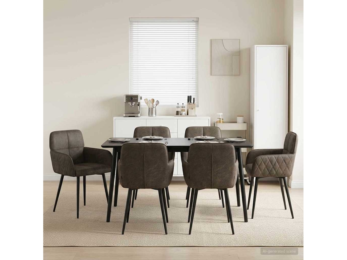 Vidaxl Cadeiras De Jantar 6 Unid. Couro Suede Sintético