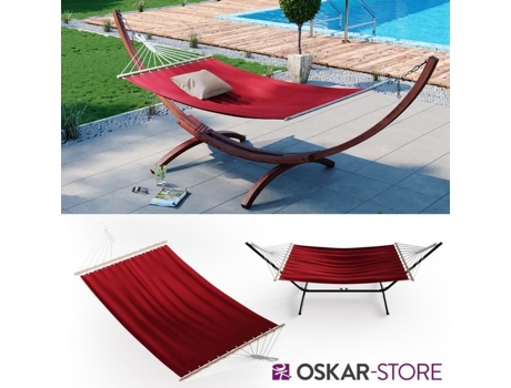 Rede - OSKAR-STORE - Oskar 190x120 cm - Vermelha - 1 pessoa - Exterior - Algodão