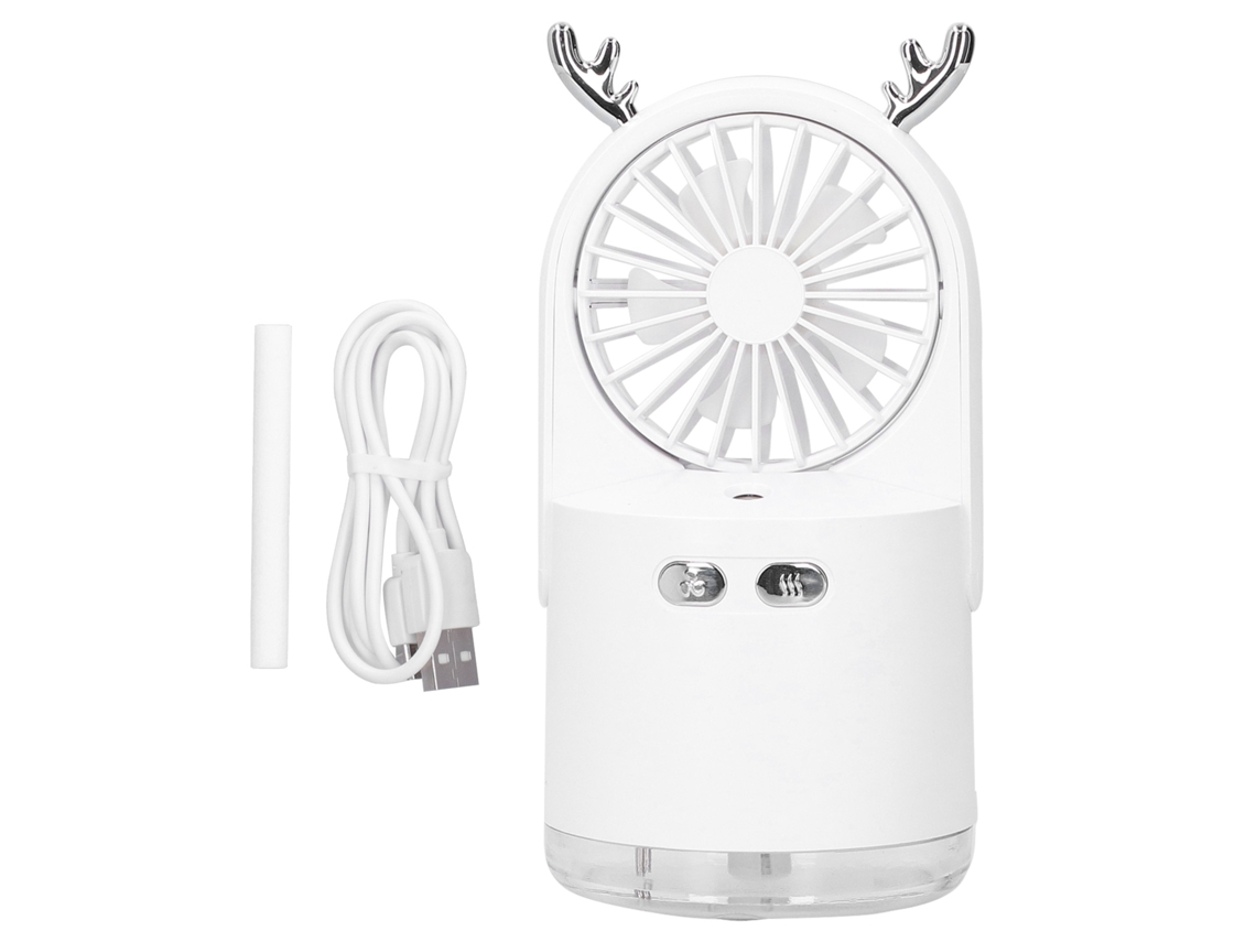Ventilador de spray 2 em 1 com carregamento USB para casa e escritório, portátil, para hidratação da pele e umidificação da pele (branco).