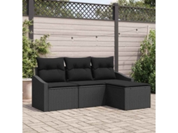 Vidaxl Conjunto De Sofás 4 Unid. Preto Vime Pe