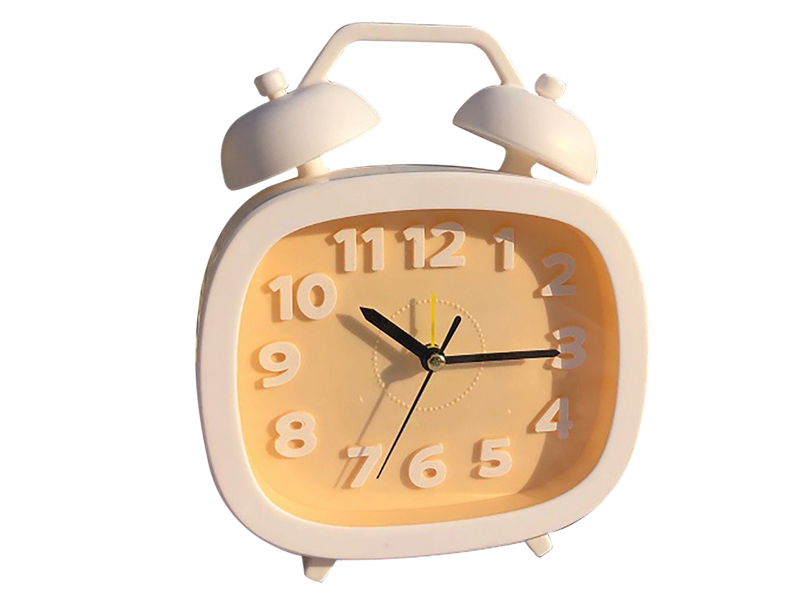 Reloj Despertador Con Campanas Gemelas Fuerte Diy Vertical Para Niños Batería Amarillo