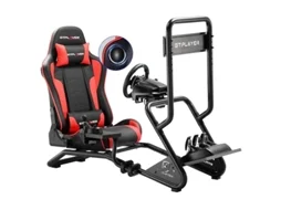 Simulador de Cockpit, Suporte para Volante para Simulador de Corridas com Alto-falantes Estéreo 3D MDUG (vermelho)