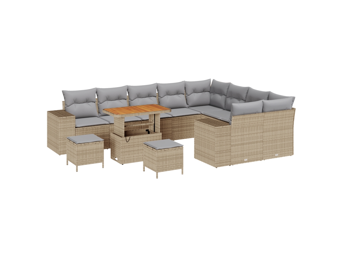 Conjunto 12 Conjunto De Sofá De Jardim Vidaxl Bege Madeira De Acácia Maciça (310 X 234 X 85 Cm)