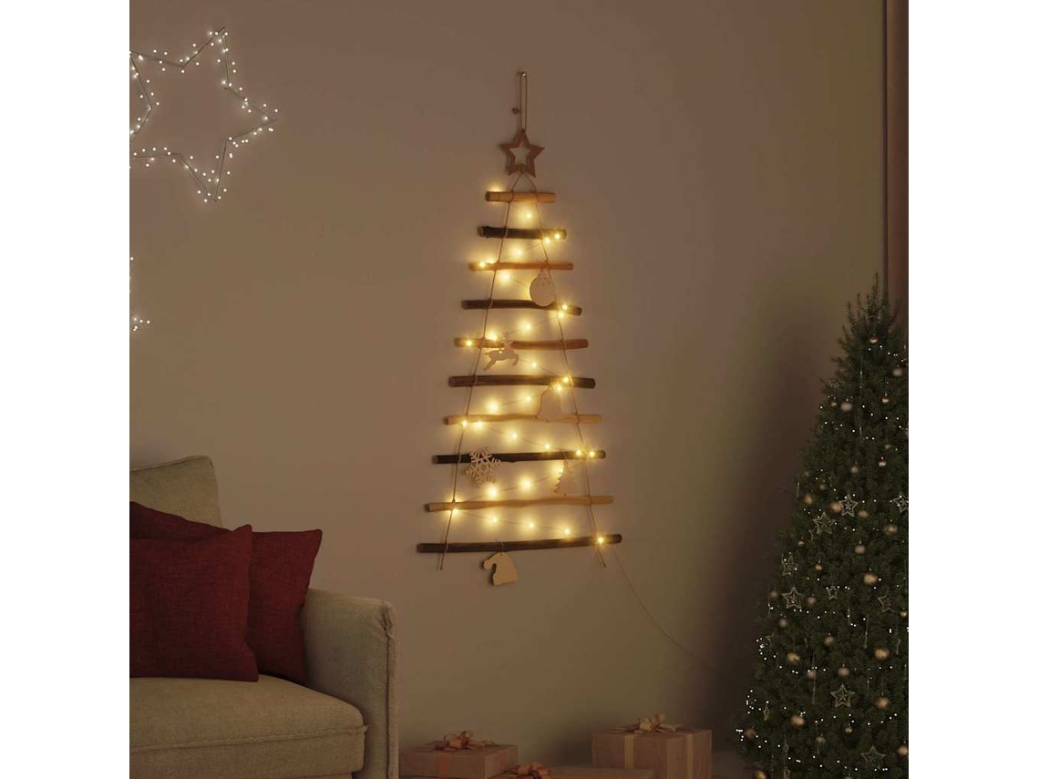 Vidaxl Árvore De Natal Natural 90 Cm Madeira De Freixo Sólida