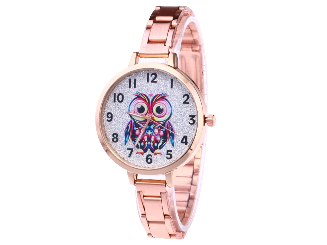 Relógio de quartzo unissex casual Zhoulianfa com pulseira de aço (ouro rosa)