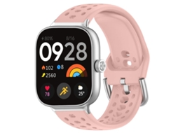 Bracelete Para Redmi Watch 6 / 5 / 4 - Silicone Esportivo - Fivela Prateada Rosa
