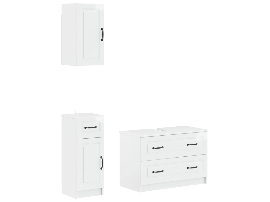 Vidaxl Conjunto De Armários Para Banheiro Com 3 Peças Utrecht