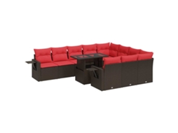 Conjunto de 11 Sofás Jardim com Almofadões Vime Pe/acácia Castanho MAISON EXCLUSIVE