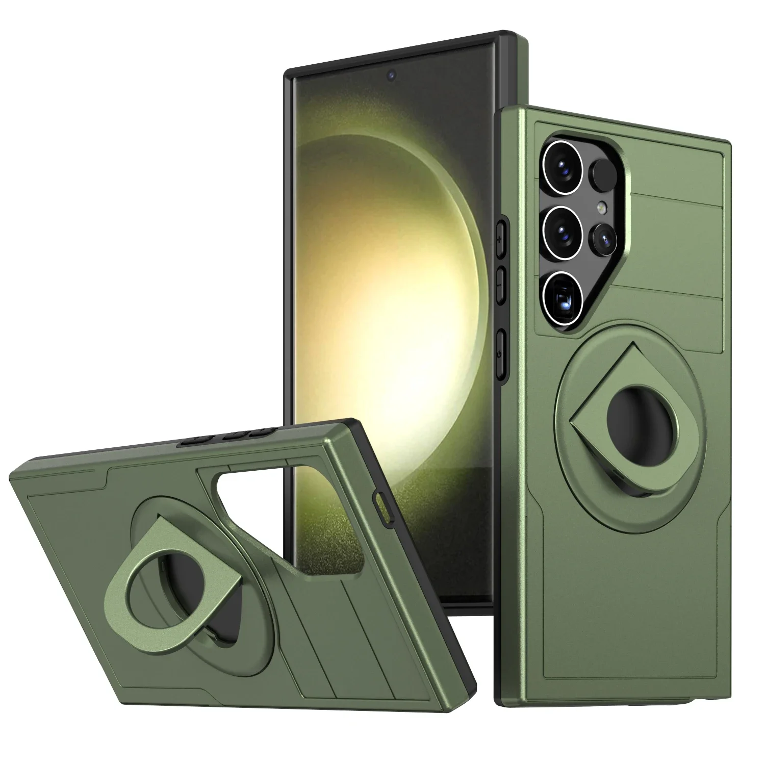 (verde Claro S25plus) Capa De Celular 2 Em 1 Resistente A Quedas Com Suporte De Anel Magnético