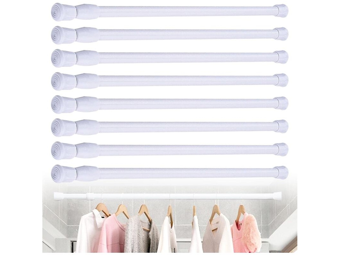 Varão De Cortina Sem Furos, Conjunto De 8 Peças Com Varão Telescópico De 40 A 70 Cm, Ideal Para Guarda, Roupas, Banheiros E Roupas, Na Cor Branca
