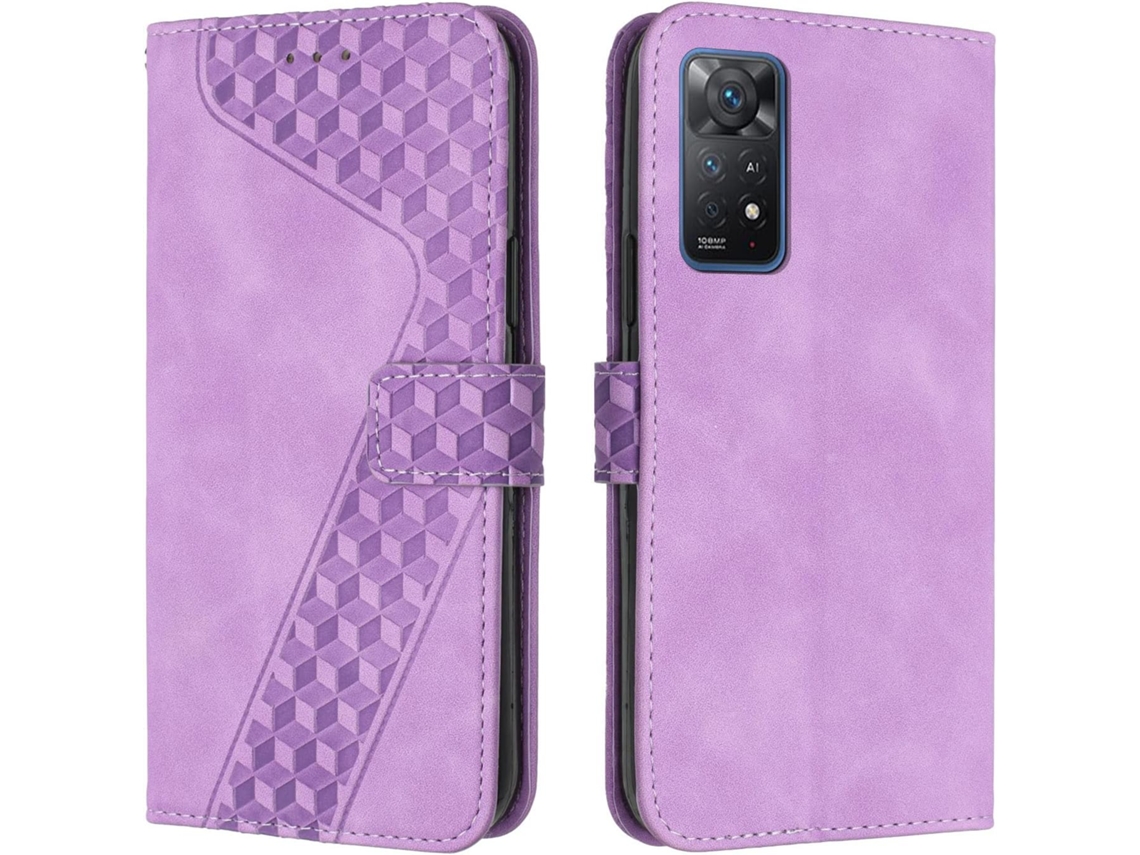 Capa Note Protetora Livro para Xiaomi Redmi Note 11 Pro 4G HONGWE. Roxo