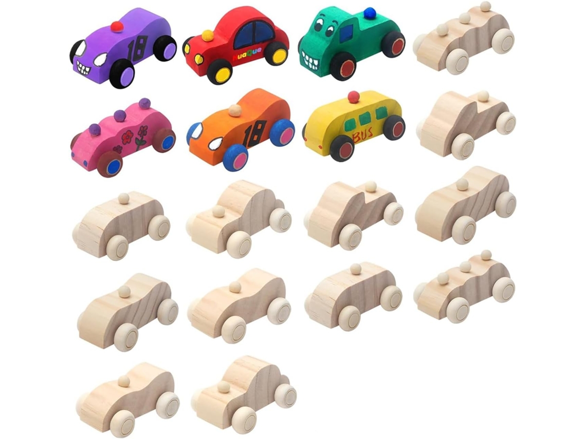 Conjunto de 18 Carrinhos de Madeira SFUSHOS
